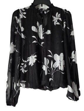 Haver London Floral Button-Front Women's Blouse Size XS